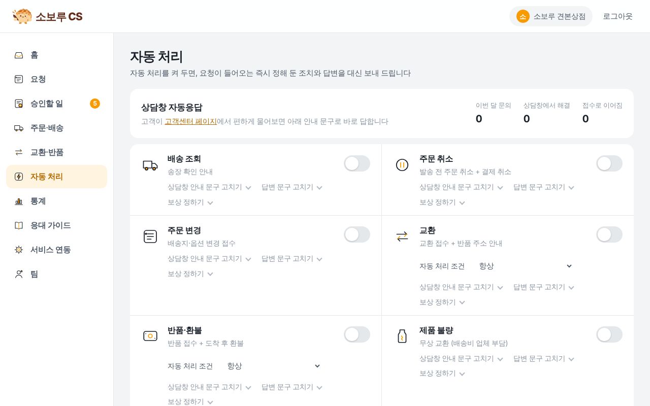 반복 문의는 자동으로 화면
